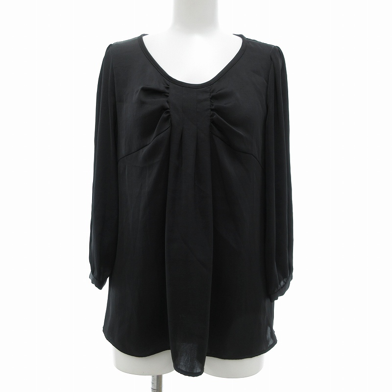 ロートレアモン LAUTREAMONT ブラウス シャツ 七分袖 36 黒 ブラック /UO レディース拍卖