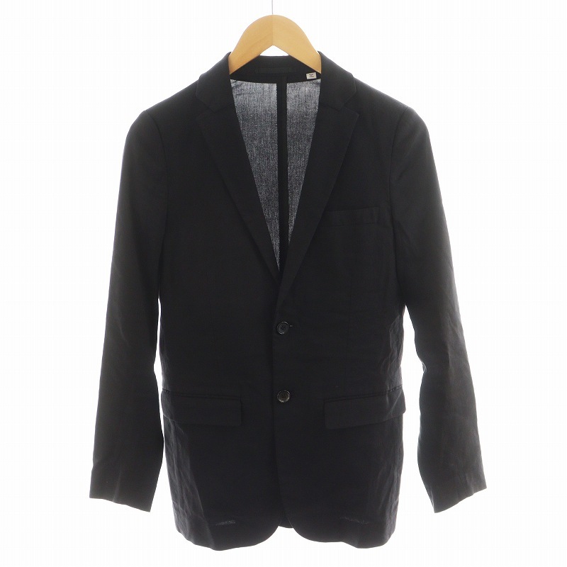 トゥモローランド TOMORROWLAND テーラードジャケット シングル 麻 リネン 44 黒 ブラック 63-07-82-07407 /AN34 メンズ拍卖