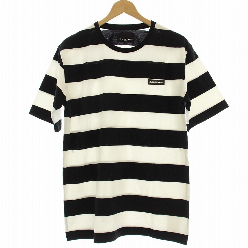 ナンバーナイン NUMBER (N)INE DENIM Tシャツ カットソー 半袖 ボーダー柄 XL 白 ホワイト 黒 ブラック NDT-815N /OR メンズ拍卖