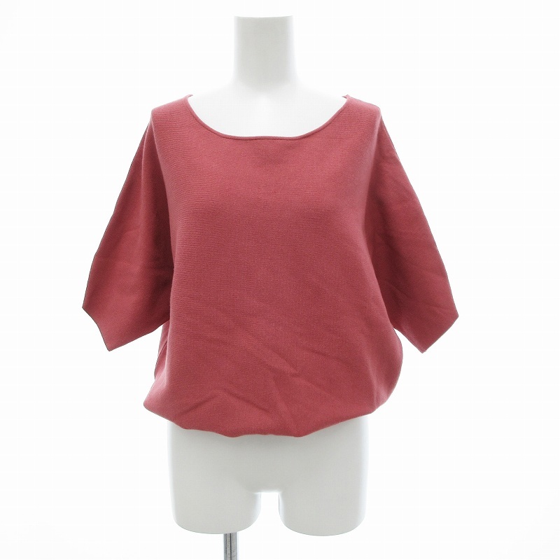 ルーニィ LOUNIE ニット セーター 五分袖 ラウンドネック F ピンク /JS レディース拍卖