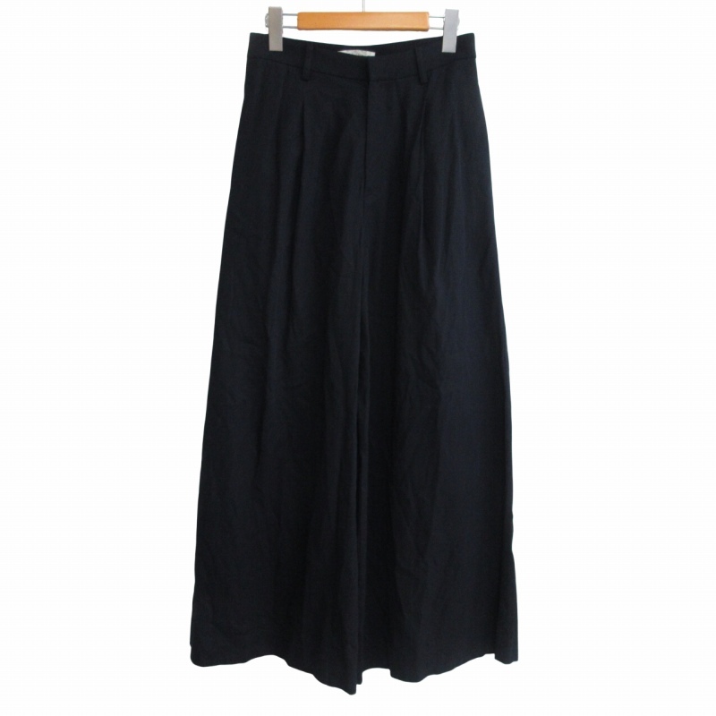 ミューズ ドゥーズィエム クラス 23SS コルピエロ Col Pierrot エンシュクソメワイドパンツ スラックス コットン 紺 ネイビー 36 約S拍卖