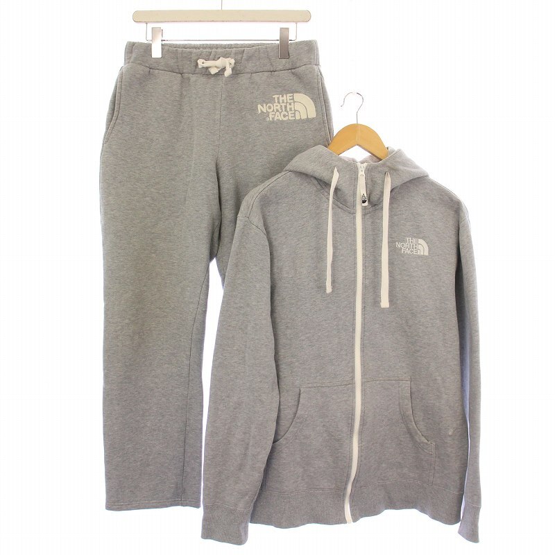 ザノースフェイス リアビュー フルジップフーディ セットアップ ジップアップパーカー ジャケット イージーパンツ ロゴ 裏起毛 グレー拍卖