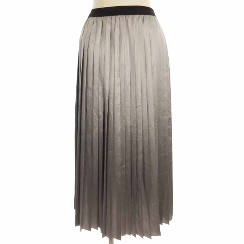 イネド INED プリーツ スカート ロング イージー グレー 9 ■FF レディース拍卖