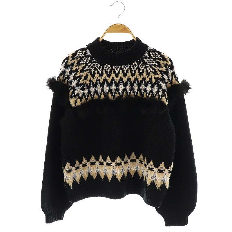 グレースコンチネンタル GRACE CONTINENTAL フェアアイルニットトップ セーター 長袖 36 黒 ブラック /AT ■OS レディース拍卖