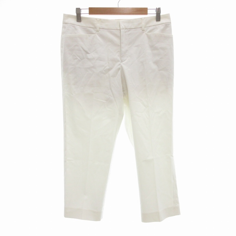 23区 オンワード樫山 クロップドパンツ スラックス センタープレス 大きいサイズ 44 ホワイト /UO ■FF レディース拍卖