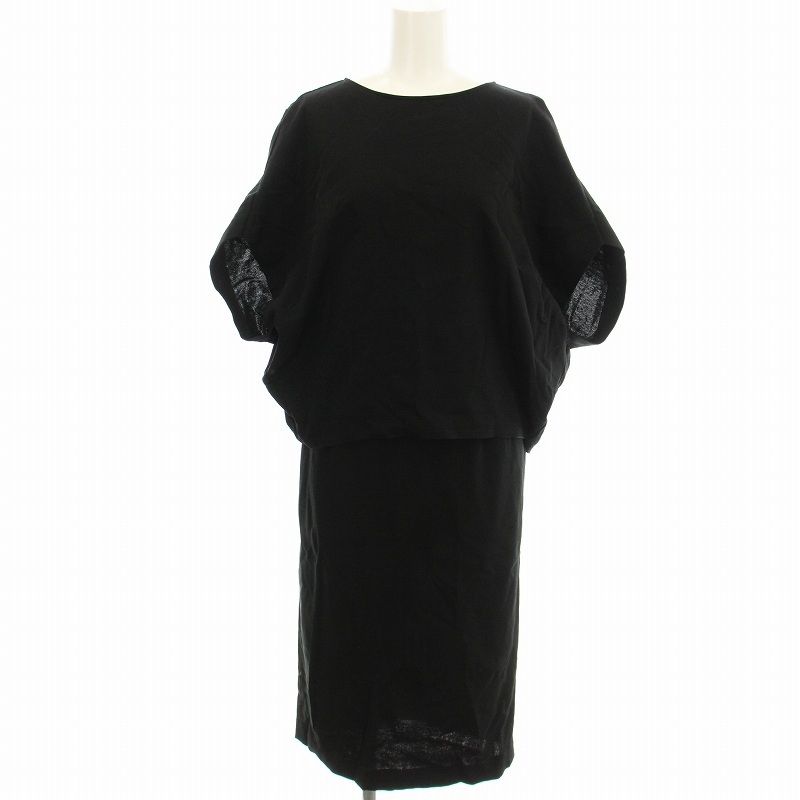 ノーリーズ Nolley's セットアップ 半袖 ブラウス カットソー 8-0036-4-03 タイトスカート ひざ丈 38 黒拍卖