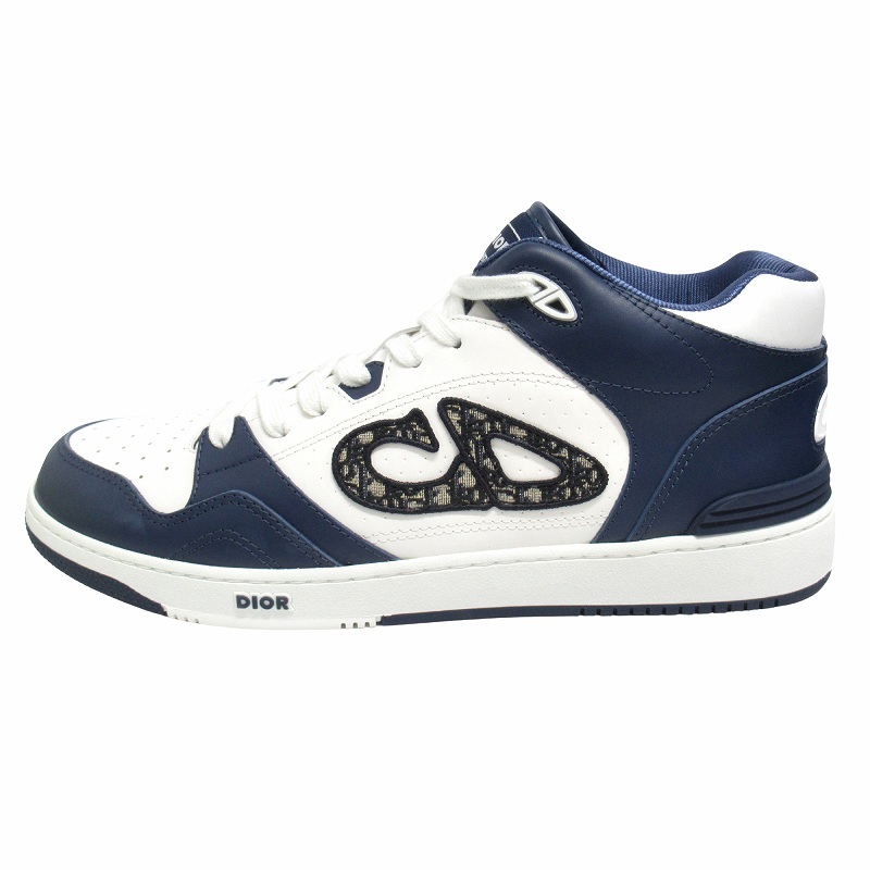 未使用品 2023年 ディオール DIOR B57 ドリブル ミッドトップ レザー スニーカー CDロゴ オブリーク ジャガード シューズ 30cm▽2拍卖