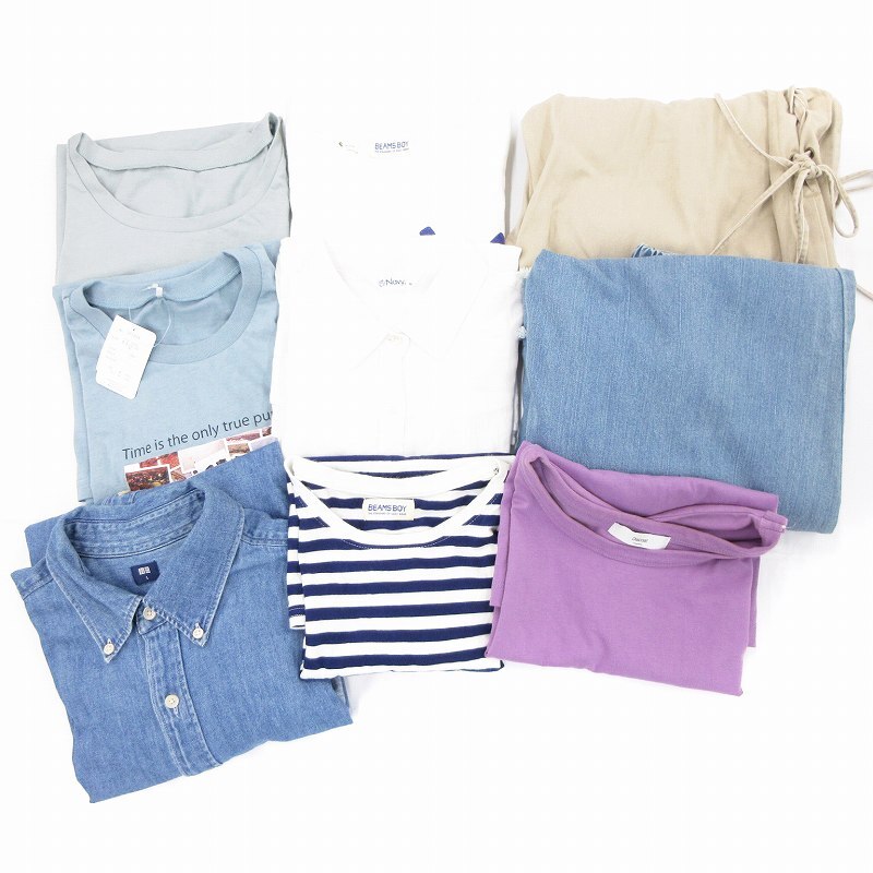 ビームスボーイ BEAMS BOY ユニクロ Discoat Navy 他 9点セット まとめ Tシャツ 半袖 ノースリーブ 長袖シャツ パンツ S M L F拍卖