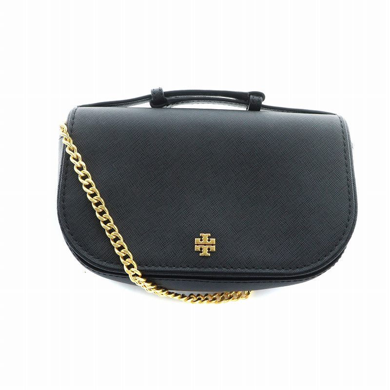 トリーバーチ TORY BURCH ショルダーバッグ 斜めがけ PVC ロゴ ゴールド金具 黒 ブラック ■GY11 /MQ レディース拍卖