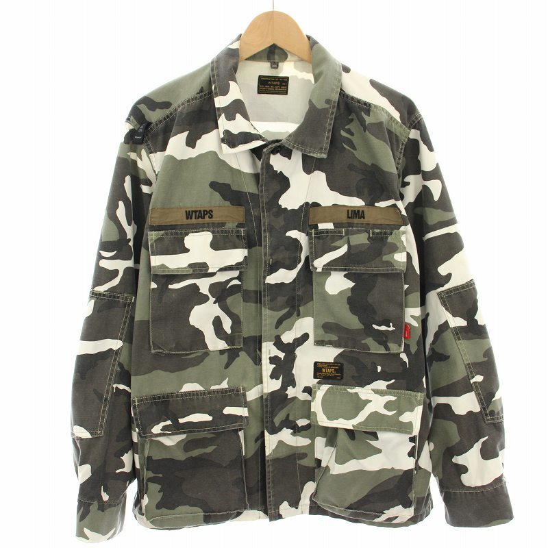 ダブルタップス 16SS JUNGLE LS 02SHIRT URBAN CAMO カバーオール アウター カモフラ柄 ミリタリー柄 3 カーキ 白 161GWDT-SHM01 メンズ拍卖