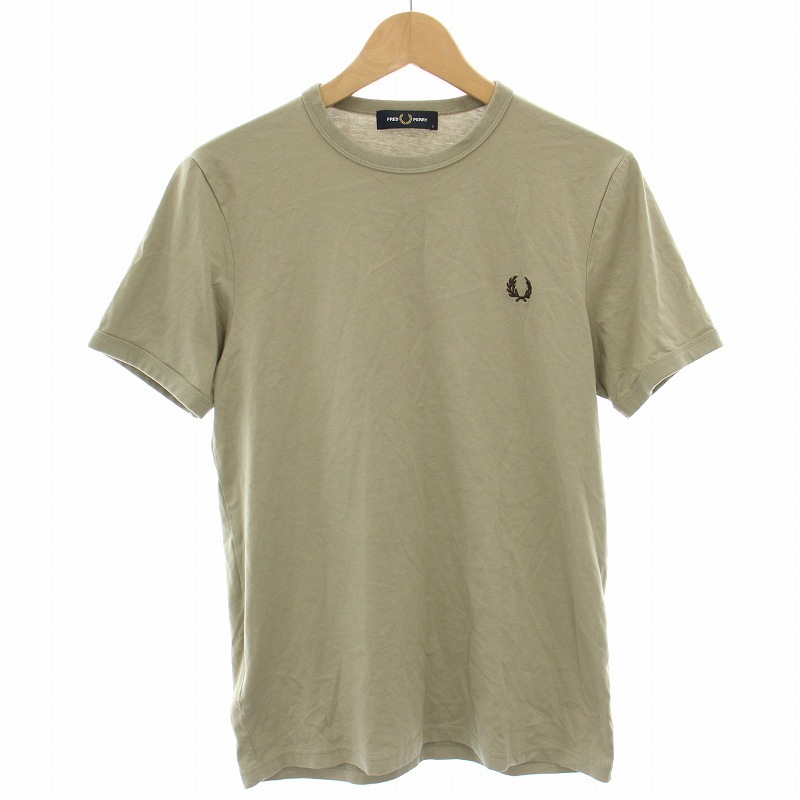 フレッドペリー FRED PERRY リンガーTシャツ Ringer T-Shirt カットソー 半袖 ロゴ刺繍 S カーキ M3519 /HN メンズ拍卖