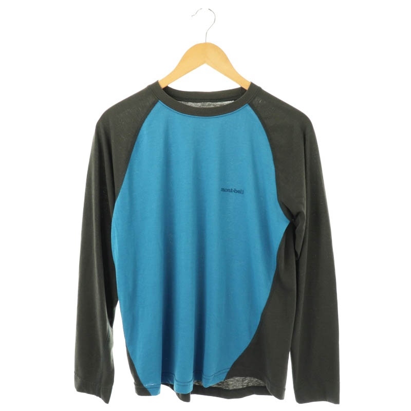 モンベル Montbell Tシャツ ラグラン 長袖 青 チャコールグレー 1104718 /CX ■OS メンズ拍卖
