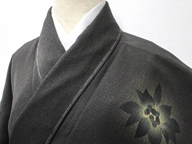 《古美術京松》リサイクル着物 紬 単衣 二部式 花文 未使用品 身丈約51.5cm 裄丈約61cm sok7z06-5拍卖