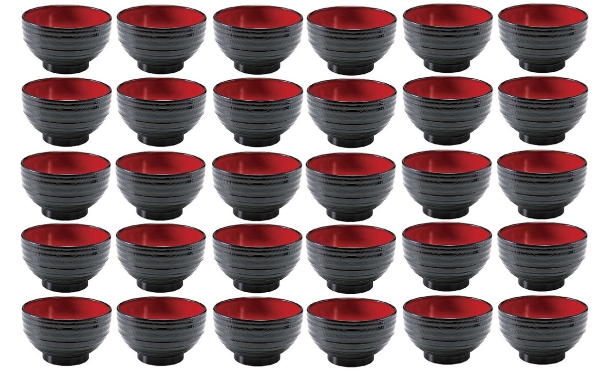 ☆業務用漆器耐熱10.0スタック木目汁椀黒内朱約径100XH68mm30個食器洗浄機対応越前塗日本製新品拍卖