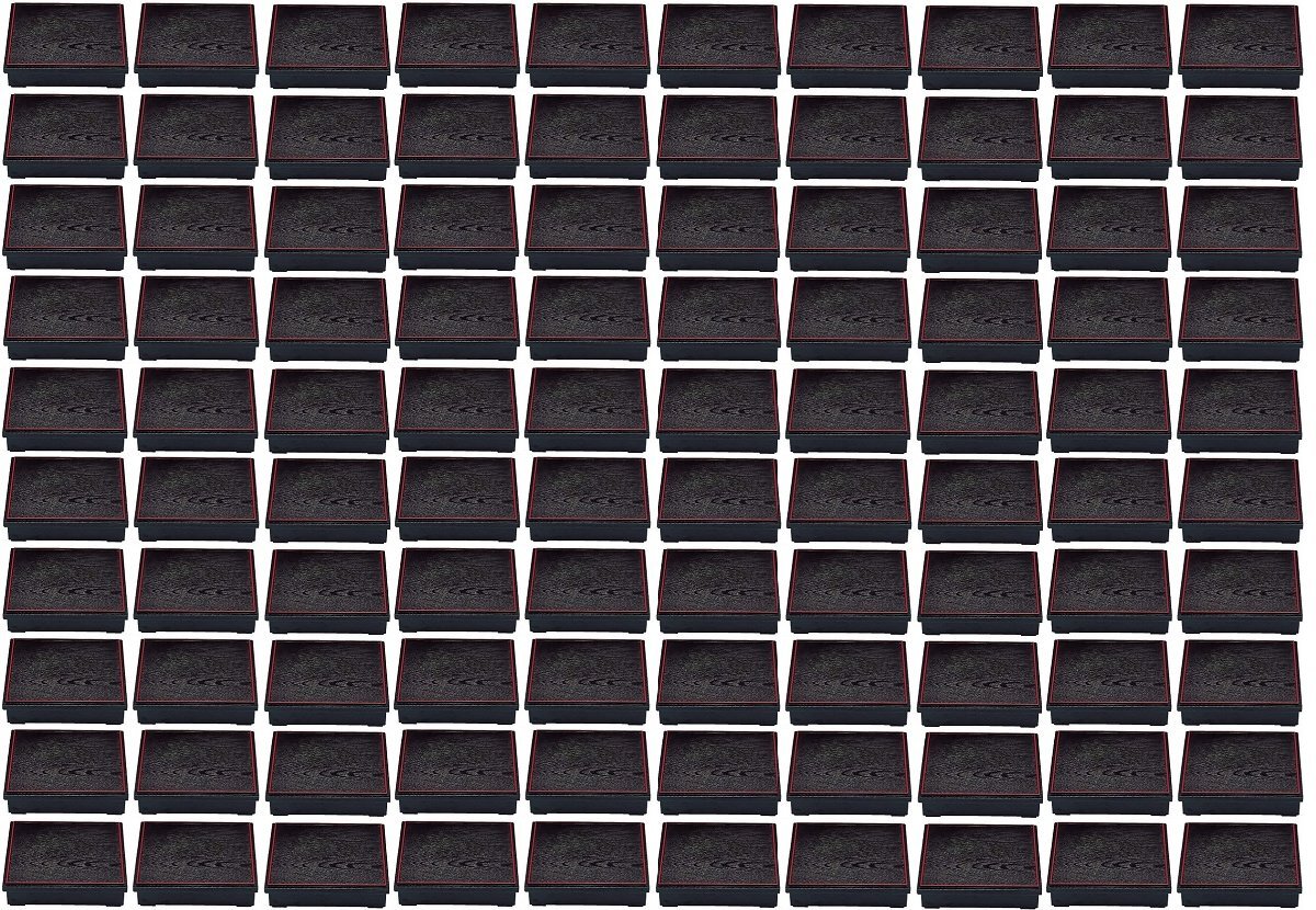 ☆殿上木目松花堂8.5寸約260X260mm黒天朱内黒塗十字仕切付100個業務用漆器越前塗日本製新品拍卖