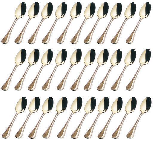 ☆ラッキーウッド24金仕上フレンチアクセントコーヒースプーン30P高級18-10ステンレス使用24金仕上げ日本製新品拍卖