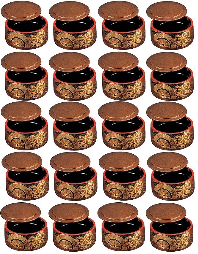 ★業務用漆器ミニちらし桶4寸(約径115mm)梨地御所車20個ちらし重・海鮮重・うな重・天丼重などに越前塗日本製新品拍卖