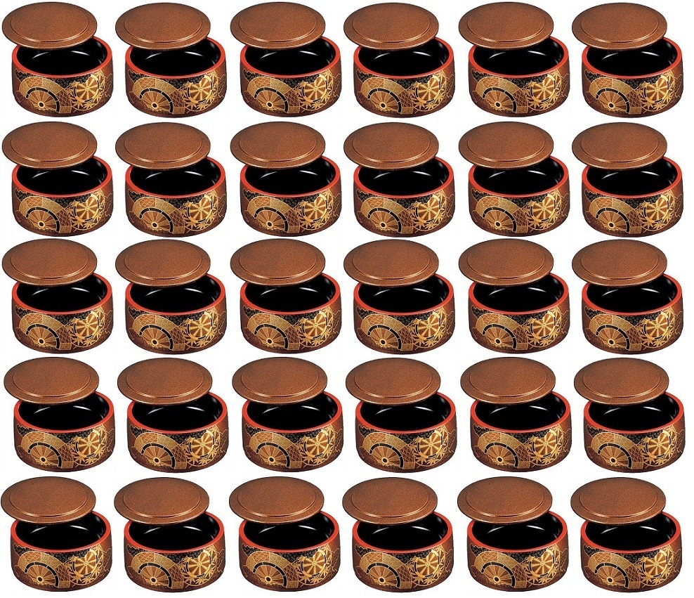 ★業務用漆器ミニちらし桶4寸(約径115mm)梨地御所車30個ちらし重・海鮮重・うな重・天丼重などに越前塗日本製新品拍卖