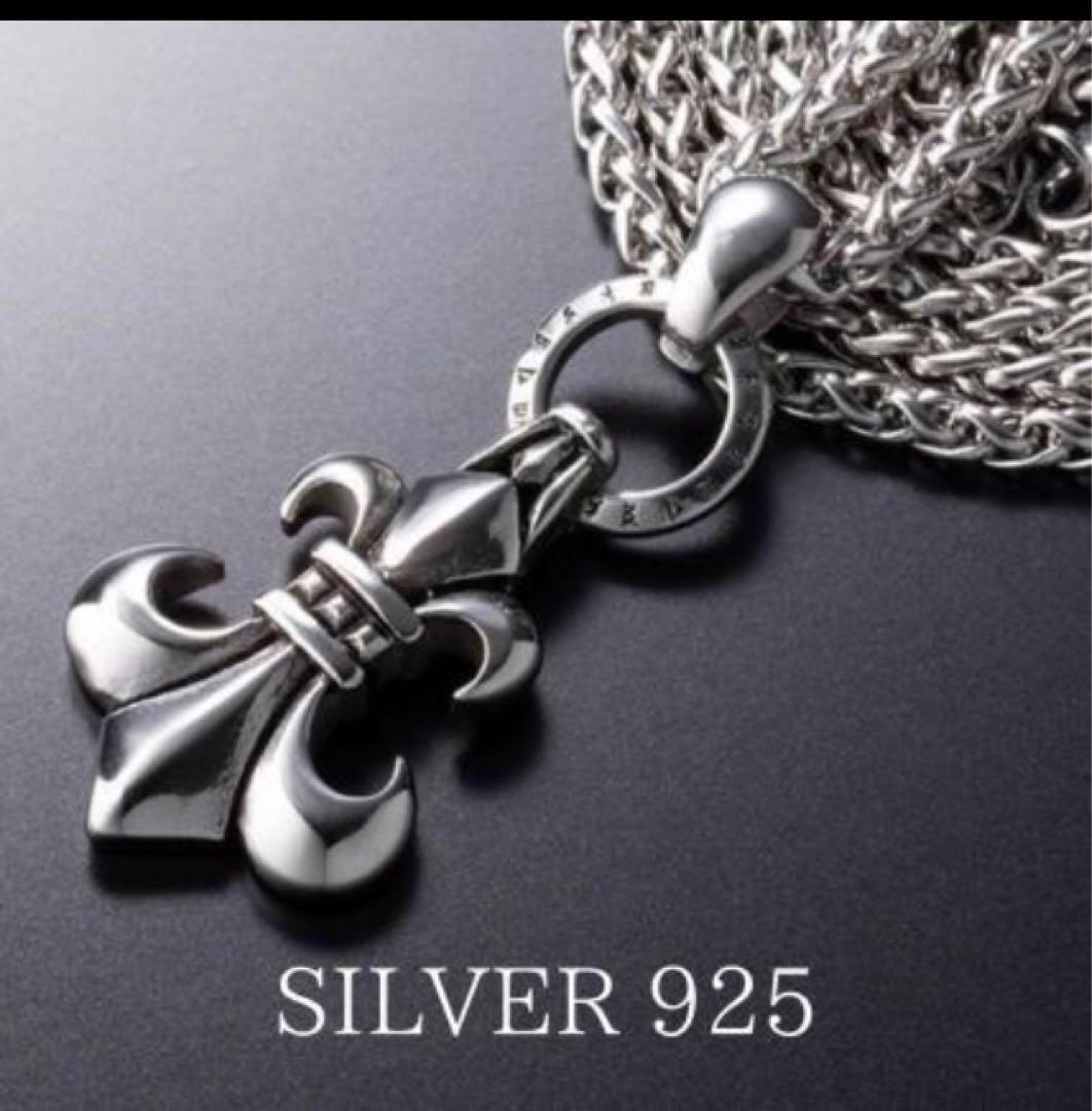 新品 ネックレス シルバー925 百合 紋章 フレア チャーム 匿名配送 3拍卖