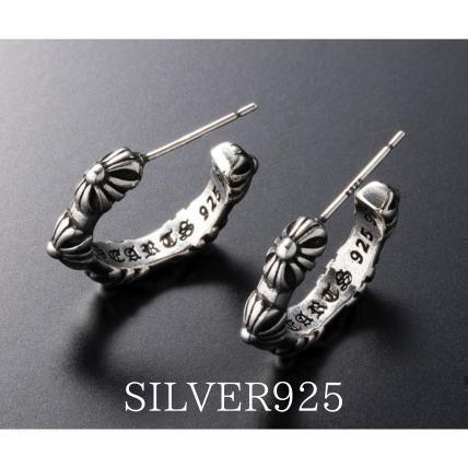 新品 シルバー 925 クロス フープピアス キャッチ付 両耳 匿名配送 18拍卖