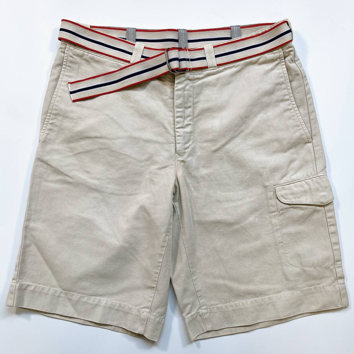 INCOTEX インコテックス ハーフパンツ L 短パン メンズ サマーコーデ カジュアルコーデ ベージュ ベルト付 普段着 リゾートにも【☆767】拍卖