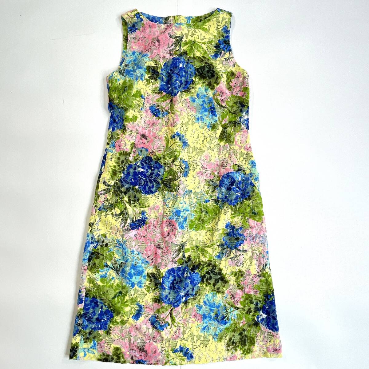 49AV JUNKO SHIMADA 49アベニュージュンコシマダ ノースリーブ Iライン ワンピース M 花柄 素敵 華やか レディース お呼ばれドレス ☆829拍卖