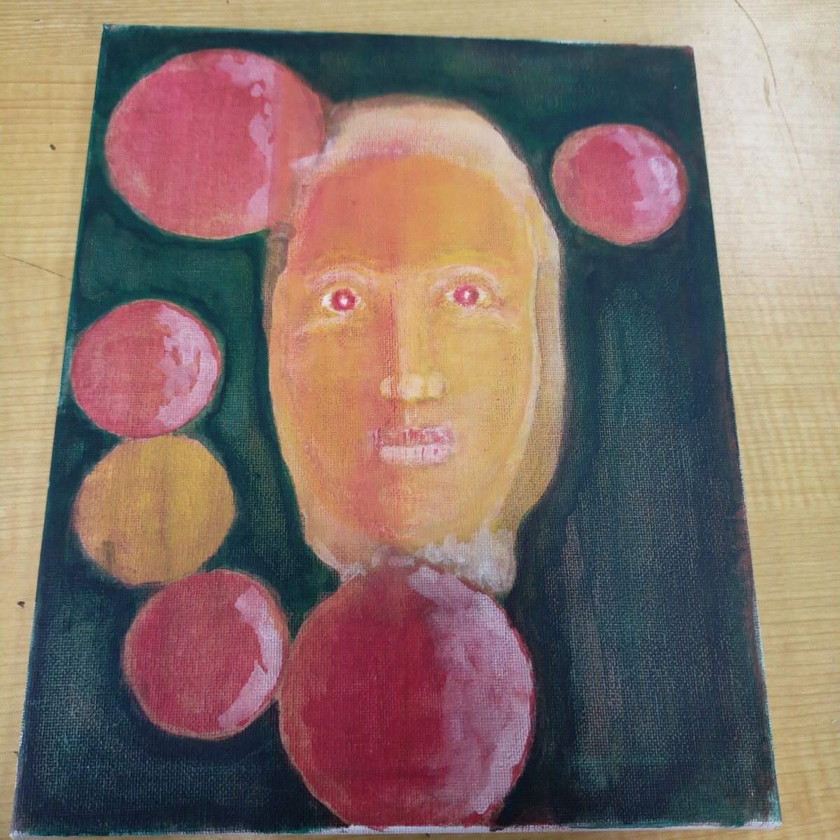 水彩画真作、マクリル、鈴木良明「フェイス」額装なし、人物画、水彩画、アート、インテリア美術品拍卖