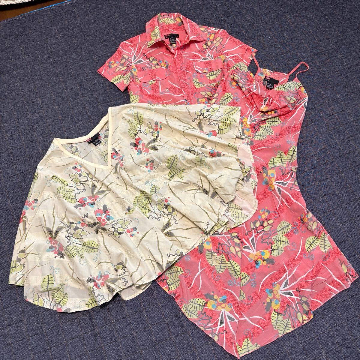 *希少 レア 美品 DIESEL ディーゼル 刺繍 アロハ 総柄 シャツ/ワンピース/ポンチョ Sサイズ 3点セット 拍卖