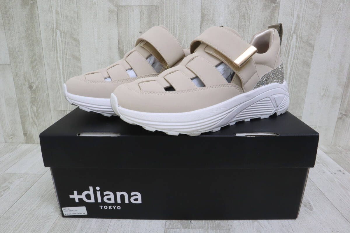 【ト萬】 +diana プラスダイアナ グルカ スニーカー ベージュ 23cm 箱付き サンダル SA000RNP69拍卖