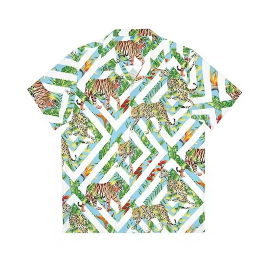 【サファリ×サマー】トロピカルアニマル柄 アロハシャツ(S〜XL)拍卖