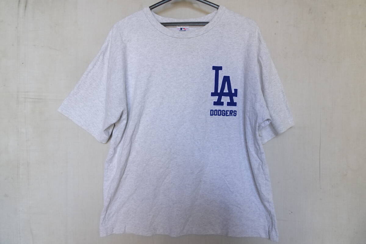 CAITAC FAMILY/半袖Tシャツ/メジャーリーグ/ロサンゼルスドジャース/DOGERS/ロゴししゅう/クルーネック/ライトグレー杢/Mサイズ(7/22R7)拍卖