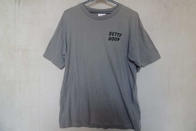 Betty Boop/ベティブープ/半袖Tシャツ/クルーネック/バックプリント/カジュアルベティちゃん/オーバーサイズ/グレー/Lサイズ(7/8R7)拍卖