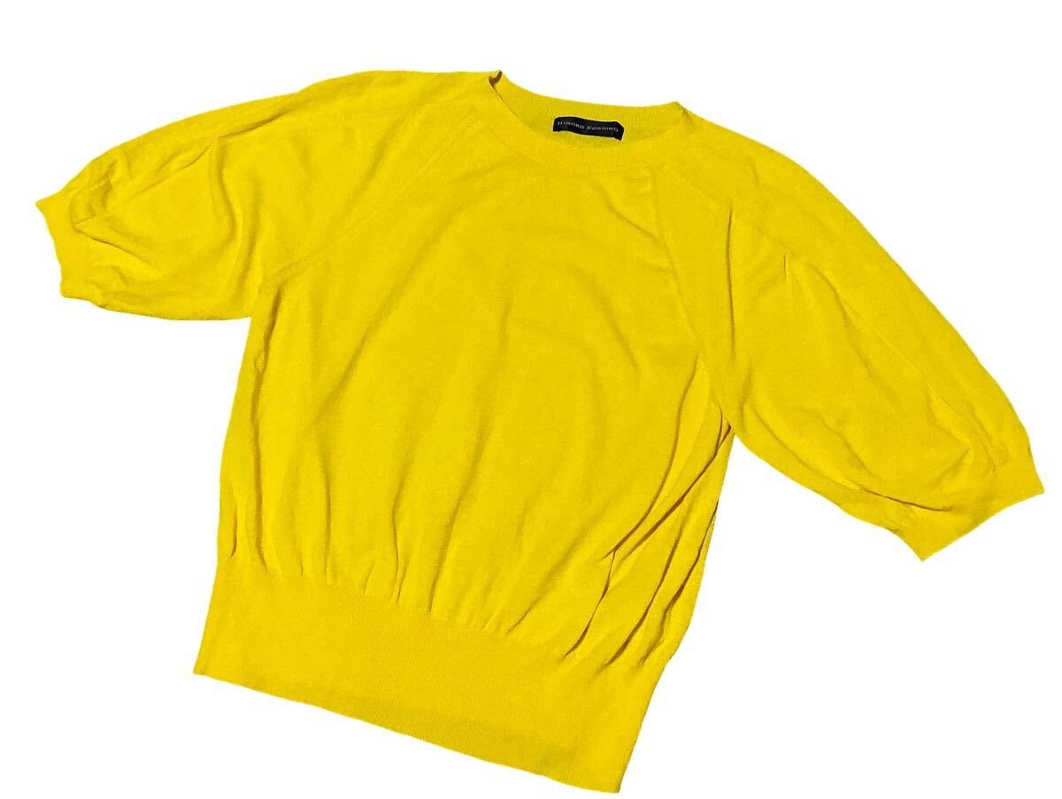 HIROKO KOSHINO ヒロココシノ トップス 五部袖 カットソー Tシャツ イエロー サイズ40拍卖