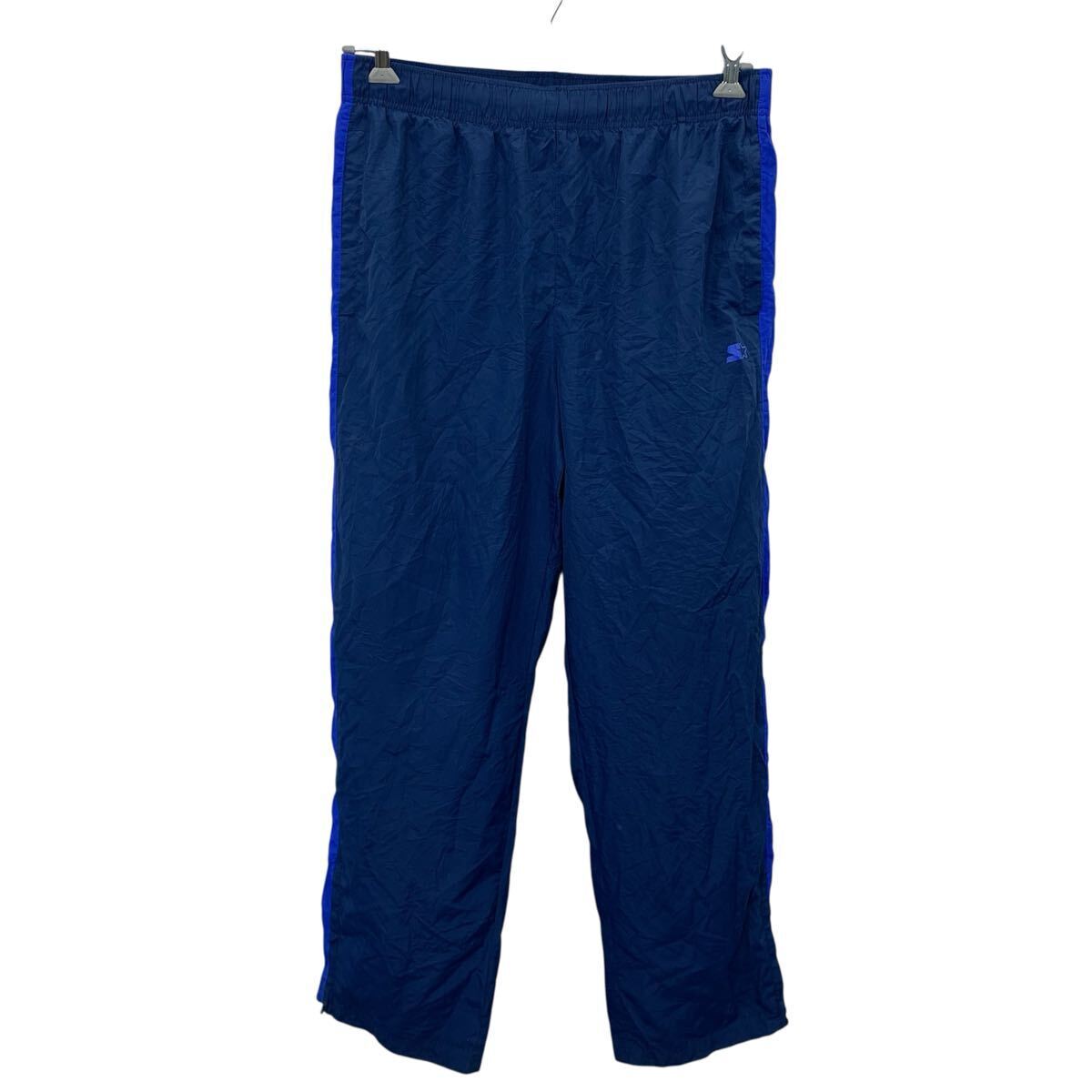 STARTER ジャージパンツ M ネイビー×ブルー スターター イージーパンツ ウエストロープ ナイロン 古着卸 アメリカ仕入 2506-1319拍卖