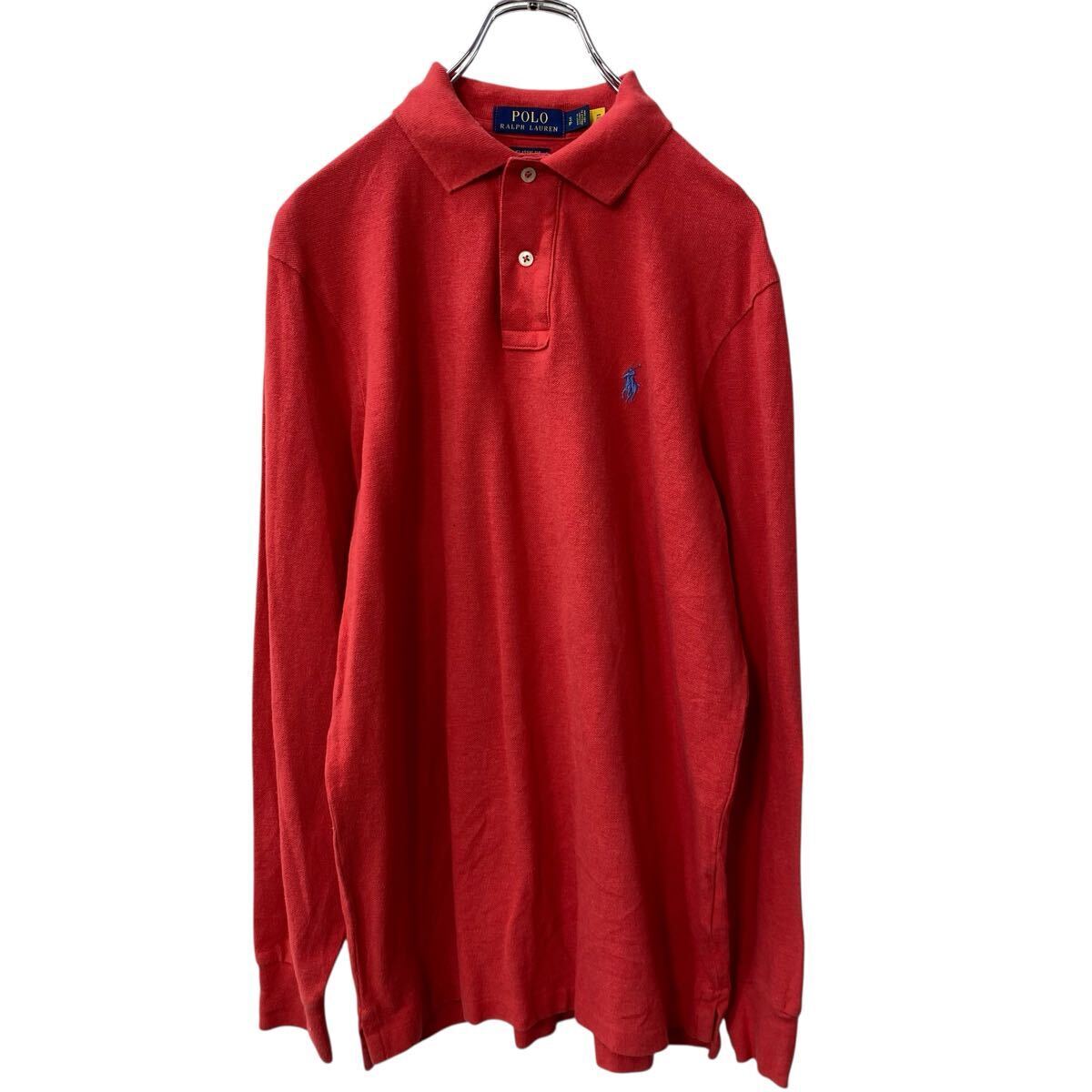 POLO RALPH LAUREN 長袖 ロゴ ポロシャツ S レッド ポロラルフローレン 鹿子 ポニーロゴ 古着卸 アメリカ仕入 a707-5356拍卖