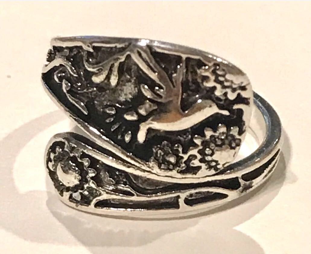 ヴィンテージシルバーリング ハチドリ ハミングバード 女性用 調節可能なリング 高光沢拍卖