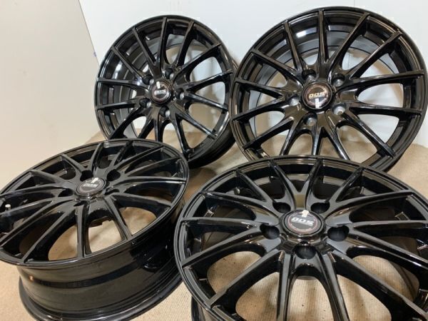 送料無料 未使用品 15インチアルミホール4本セット 15×6.0J 52 114.3 5H(dos006)ブラック拍卖