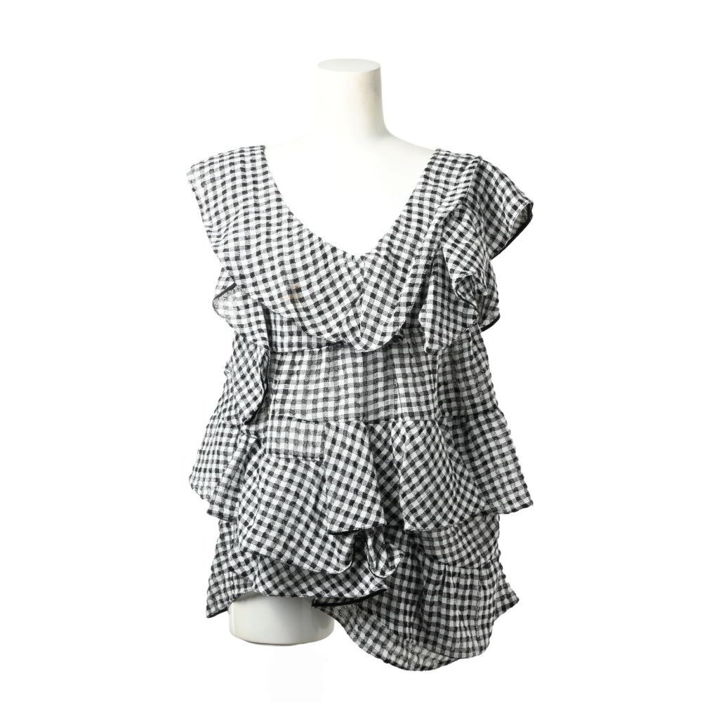 Chloe フランス製 フリル ノースリーブ トップス 34 ブラック クロエ KL4BHPAP83拍卖