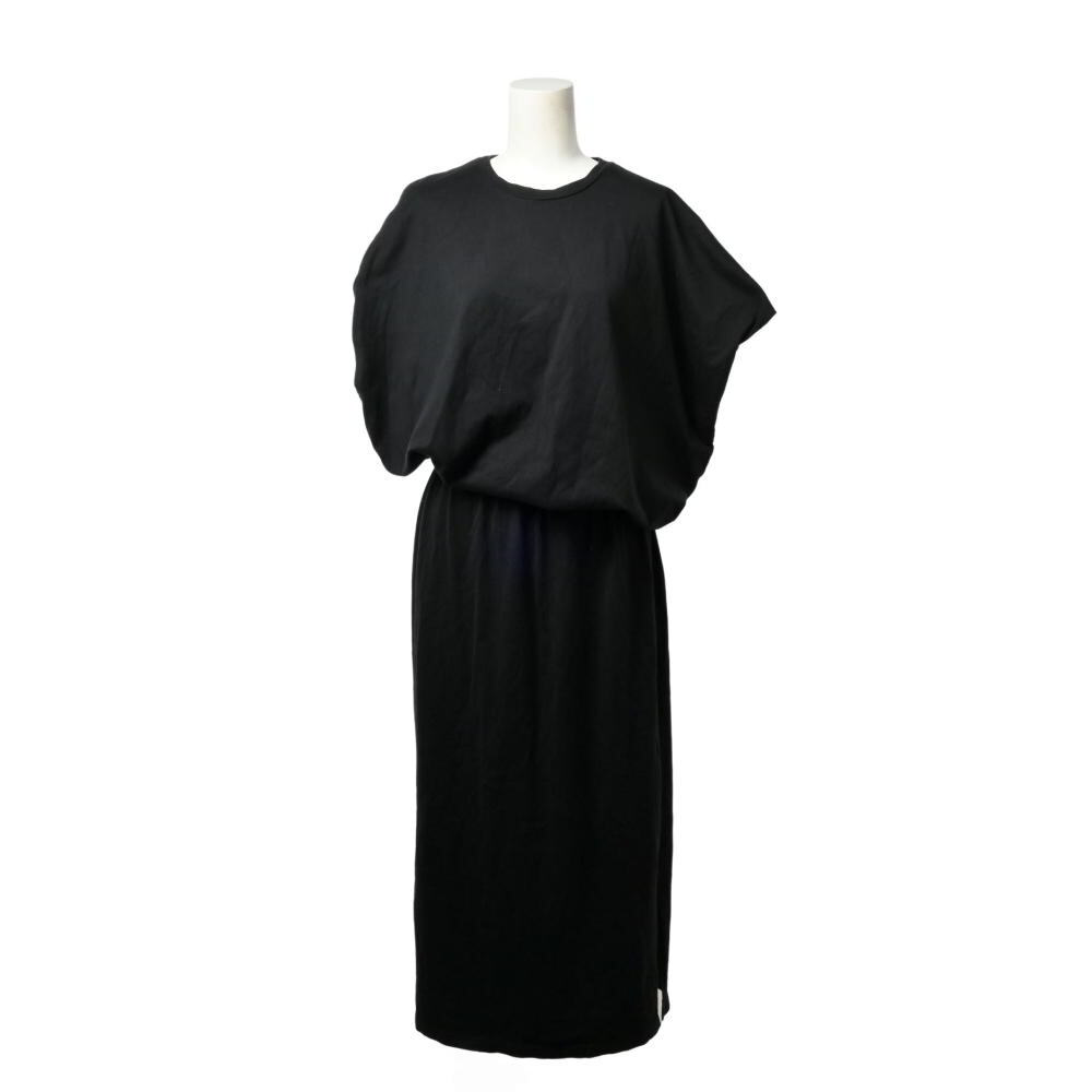 ENFOLD フレンチスリーブ コットン カットソー ワンピース 36 ブラック エンフォルド KL4BHKAK81拍卖