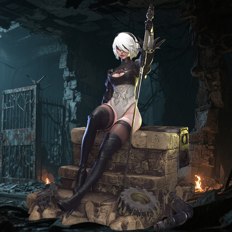 2B ニーア・オートマタ / ガレージキット ガレキ レジン 未塗装 【1/18スケール】拍卖