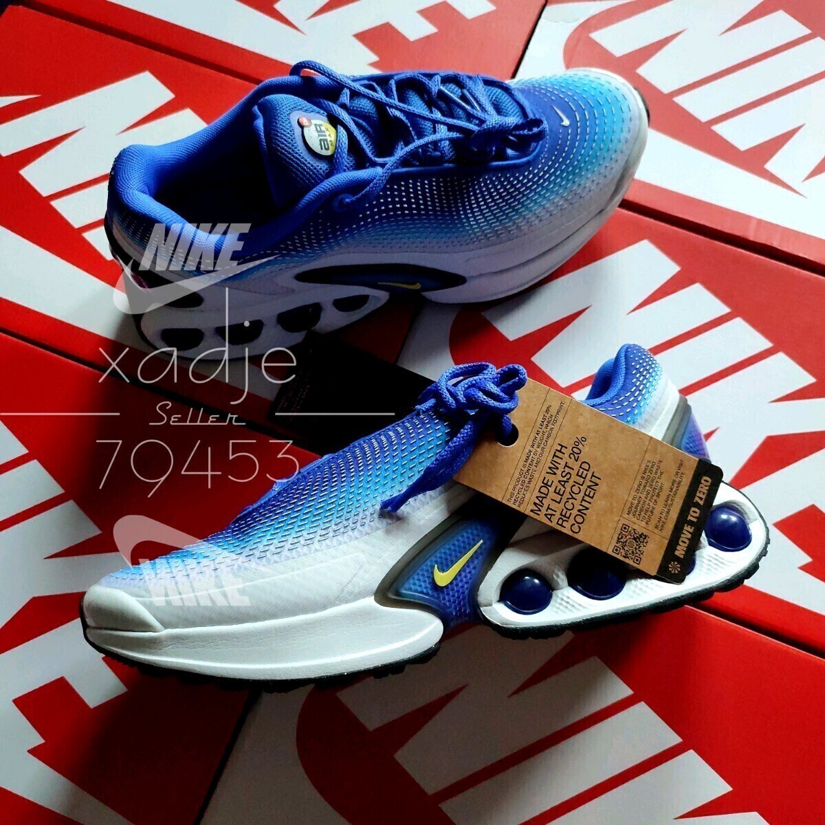 新品 正規品 NIKE ナイキ AIR MAX DN SE エアマックス ディーエヌ 青 ブルー 水色 グラデーション 黄色 定価 22770円 26cm US8 箱付き拍卖