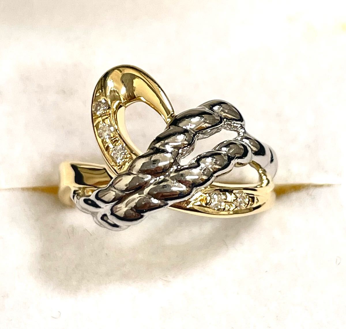 ☆ジュエリーマキ K18/Pt850 ダイヤ0.06ct付きリング 11号☆拍卖