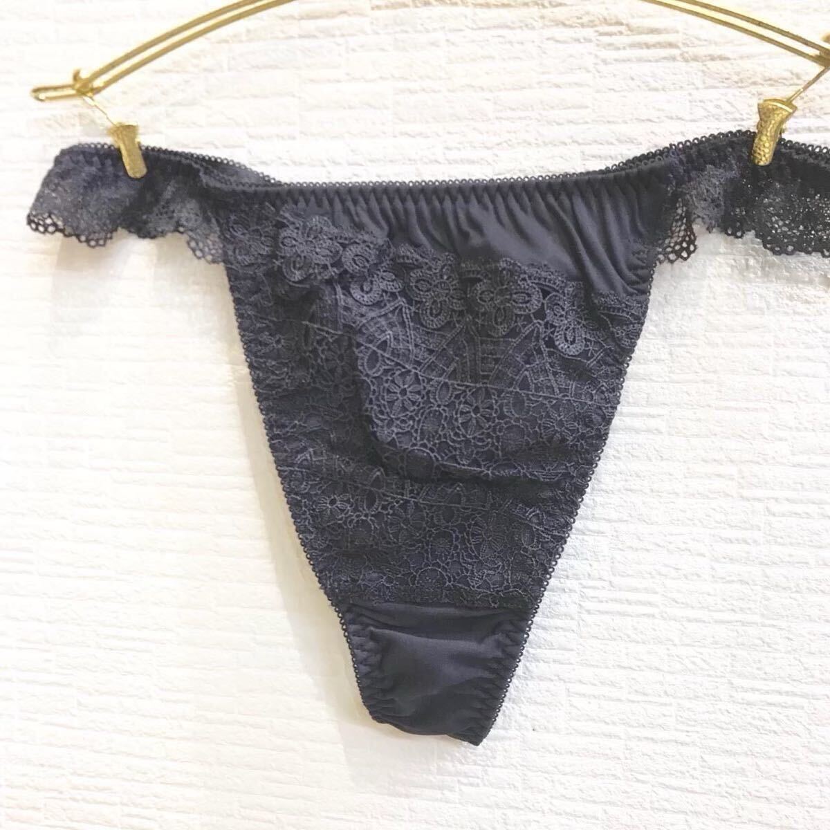 新品 SALE 定価 1,954円 Mサイズ ショーツ 綺麗 タンガ フィラメージュ レース プレゼント ネイビー拍卖