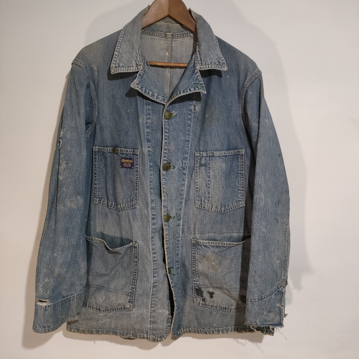 OSHKOSHオシュコシュビゴッシュ 60s デニムカバーオール 襤褸 雰囲気拍卖