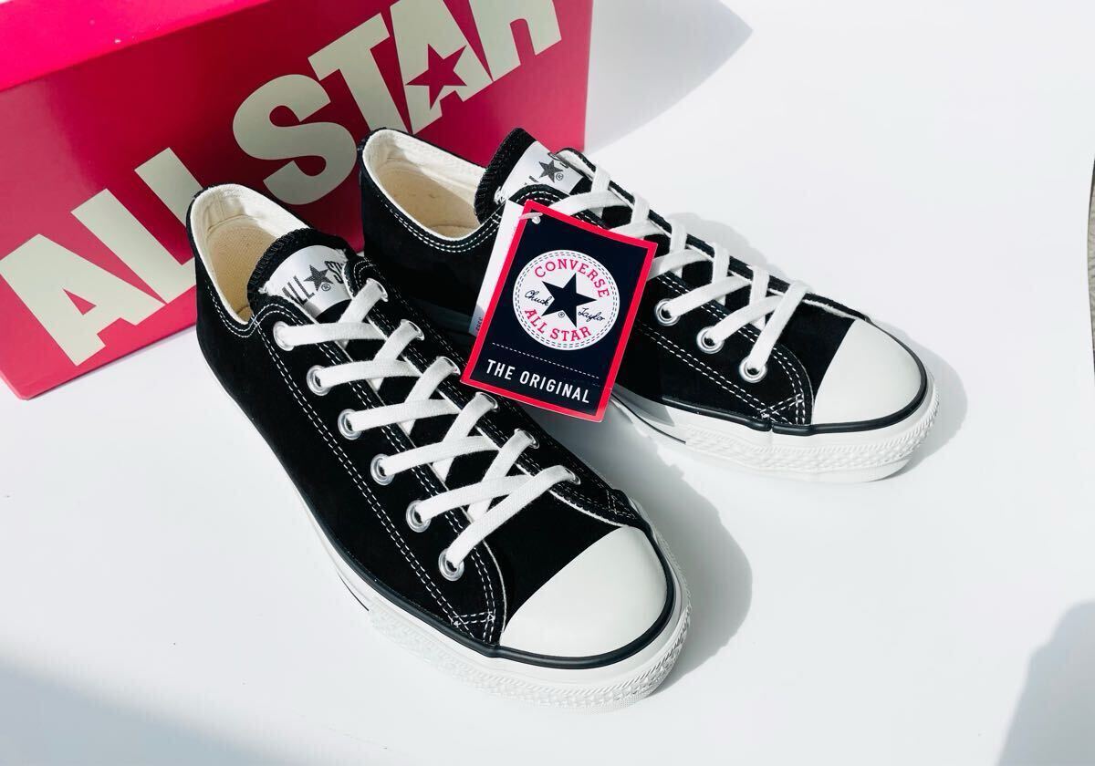 デッド!! 日本製!! CONVERSE ALL STAR SUEDE J OX BLACK コンバース オールスター スエード ブラック 黒 白 us 9 / 27.5 ㎝ MADE IN JAPAN拍卖