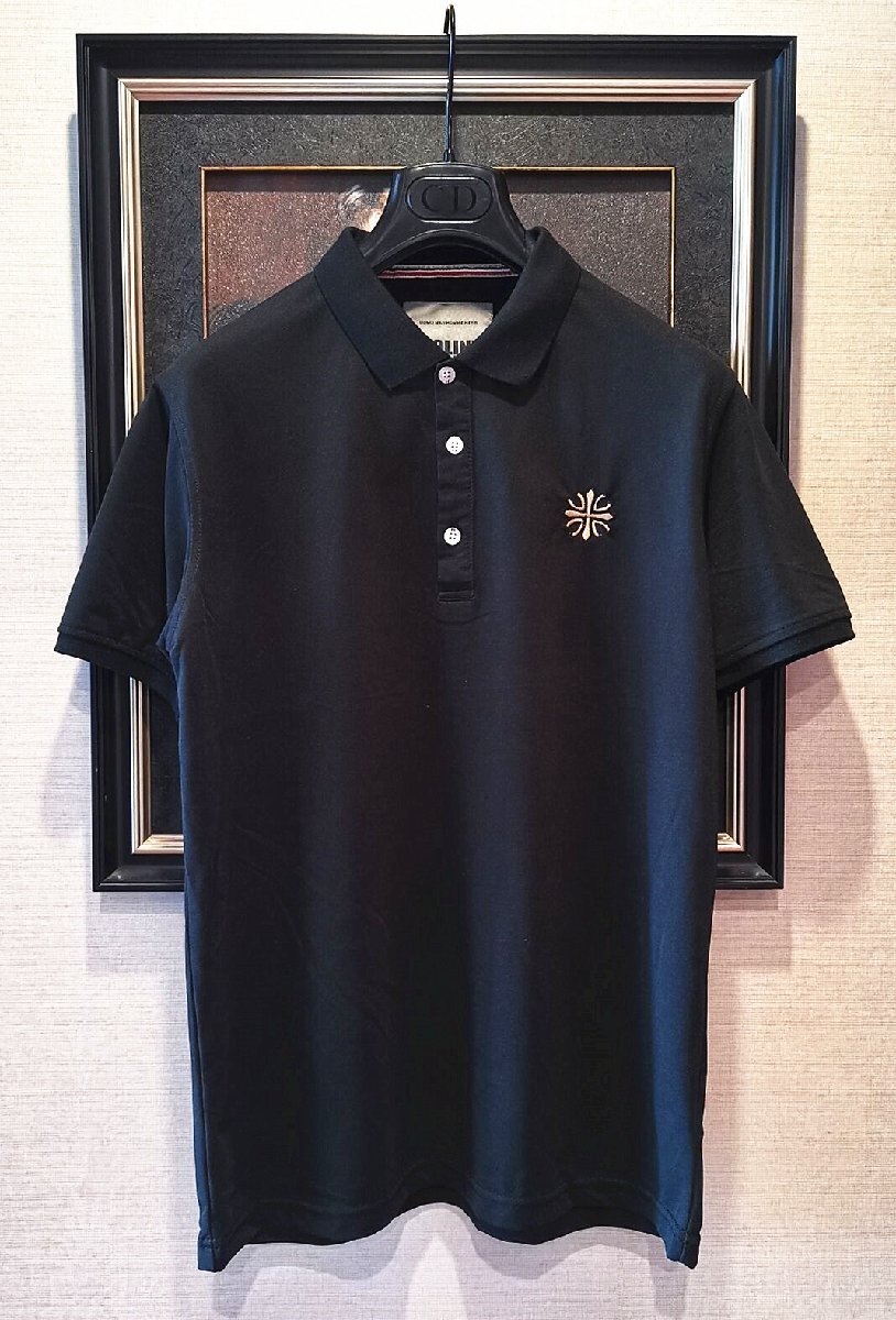 最高級ポルトガル製※定価4万◆イタリア・ミラノ発*BOLINI*高級セレブdesigner*豪華シルク/コットン混・ポロシャツ・イタリア48/L・黒拍卖