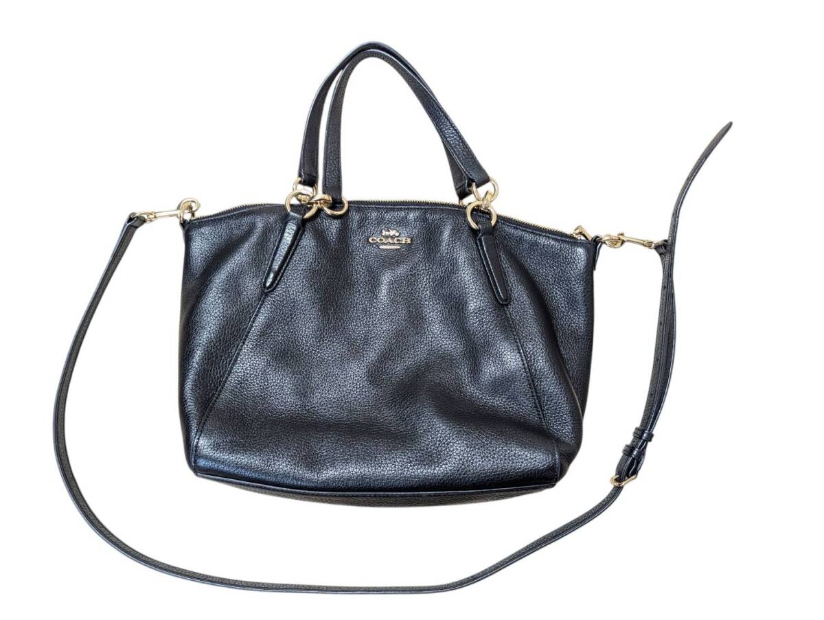 コーチ COACH ロゴ ハンドバッグ 2WAY ショルダーバッグ レザー 黒 ブラック F28993 レディース シボ革 本革 美品拍卖