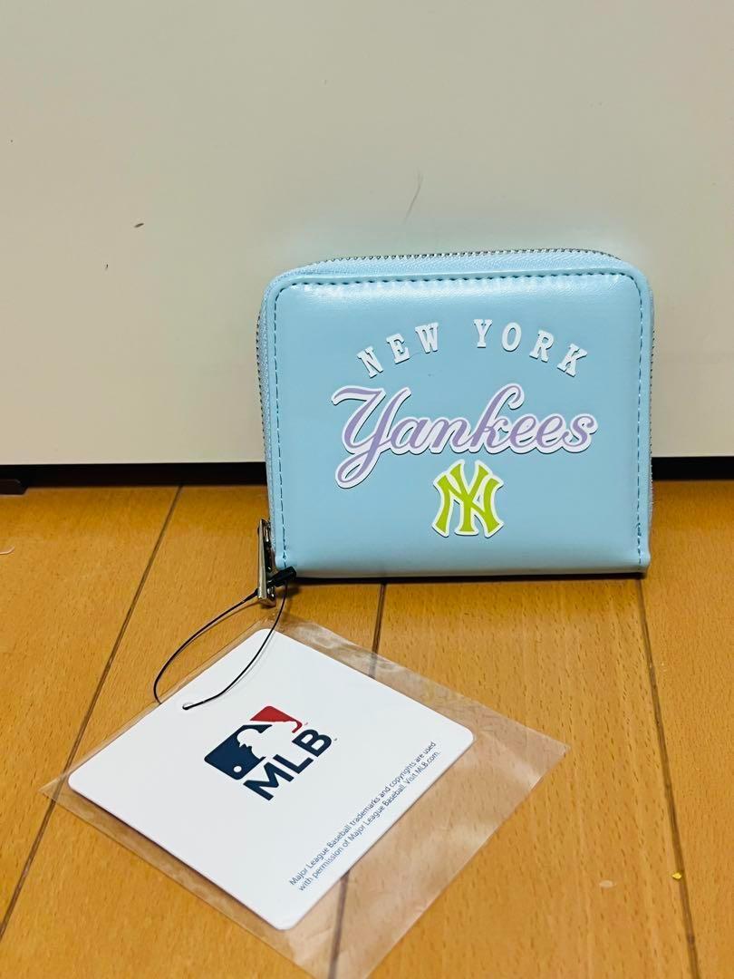 新品 MLB ヤンキース ラウンドジップウォレット サックスブルー拍卖