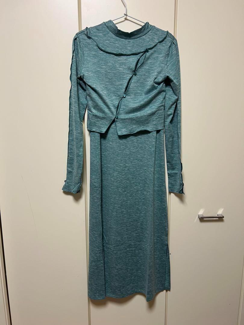 新品 Кеееру カーディガン ワンピース セット グリーン拍卖