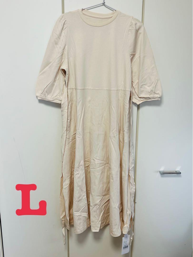 新品 セゾンドパピヨン 2WayTシャツワンピース アイボリー L拍卖